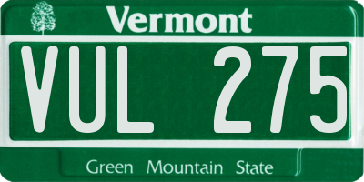 VT license plate VUL275