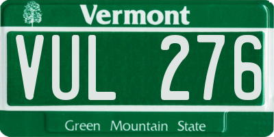VT license plate VUL276