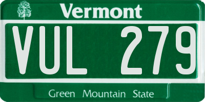 VT license plate VUL279