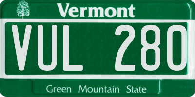 VT license plate VUL280
