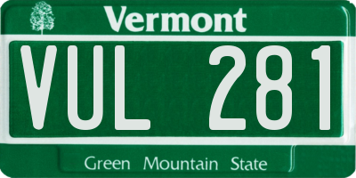 VT license plate VUL281