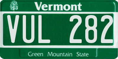 VT license plate VUL282