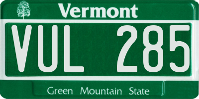 VT license plate VUL285