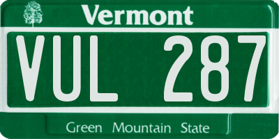VT license plate VUL287