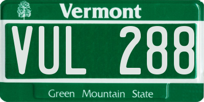 VT license plate VUL288