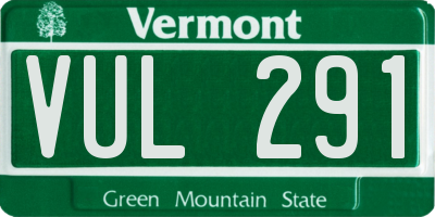 VT license plate VUL291