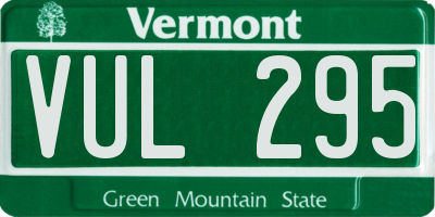 VT license plate VUL295