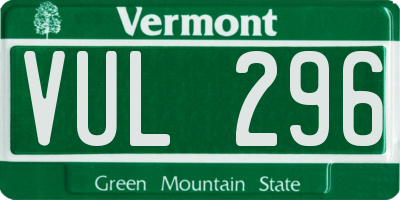 VT license plate VUL296