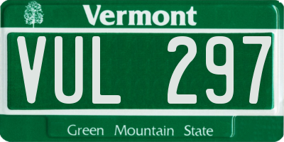 VT license plate VUL297
