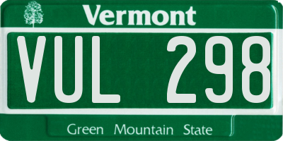 VT license plate VUL298