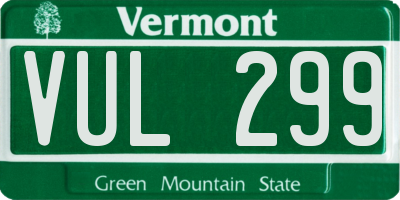 VT license plate VUL299