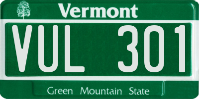 VT license plate VUL301