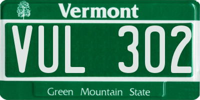 VT license plate VUL302