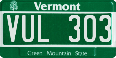 VT license plate VUL303