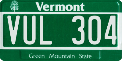 VT license plate VUL304