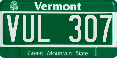 VT license plate VUL307