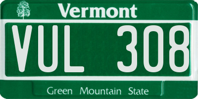 VT license plate VUL308