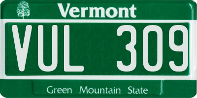 VT license plate VUL309