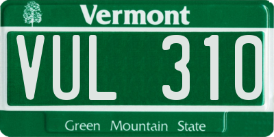 VT license plate VUL310