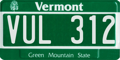 VT license plate VUL312