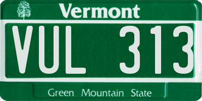 VT license plate VUL313