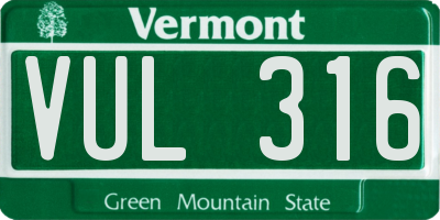 VT license plate VUL316
