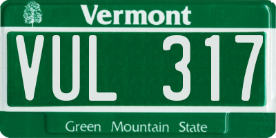 VT license plate VUL317