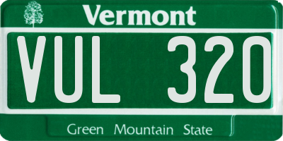 VT license plate VUL320
