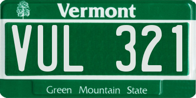 VT license plate VUL321