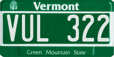 VT license plate VUL322