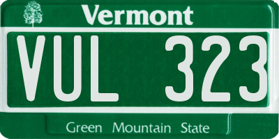 VT license plate VUL323