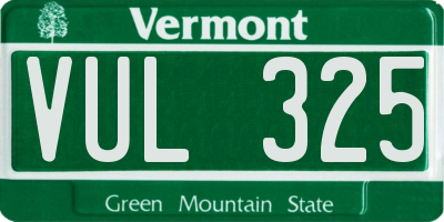 VT license plate VUL325