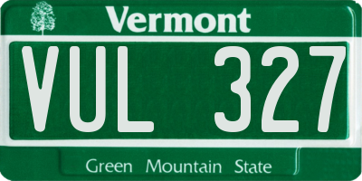 VT license plate VUL327