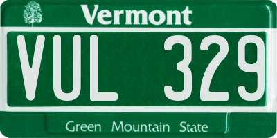 VT license plate VUL329