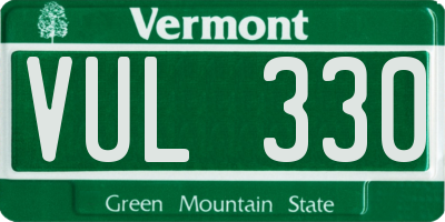 VT license plate VUL330