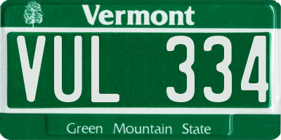 VT license plate VUL334