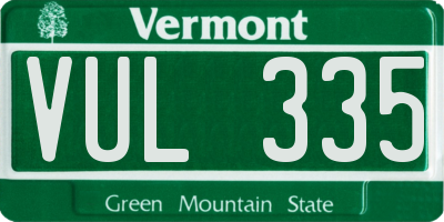 VT license plate VUL335