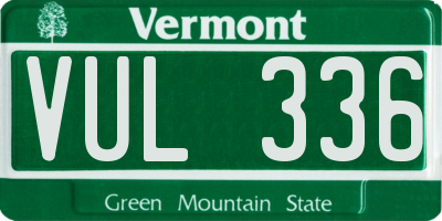 VT license plate VUL336