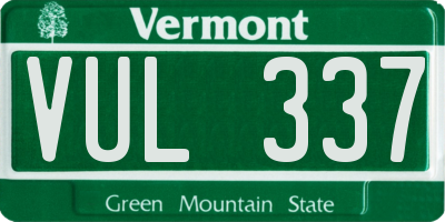 VT license plate VUL337