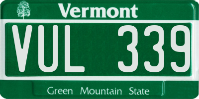 VT license plate VUL339