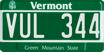 VT license plate VUL344