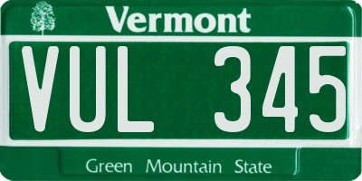VT license plate VUL345