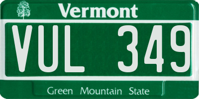VT license plate VUL349