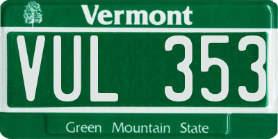 VT license plate VUL353