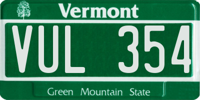 VT license plate VUL354