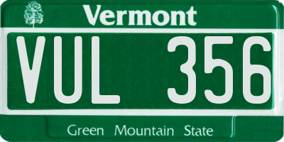 VT license plate VUL356