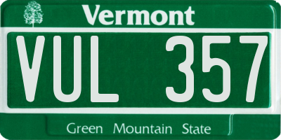 VT license plate VUL357