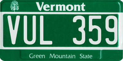VT license plate VUL359