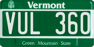 VT license plate VUL360