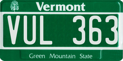 VT license plate VUL363